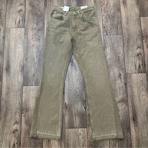 Zara Paint Splash 100% Cotton Flared Jeans Men’s Size 29 Green
